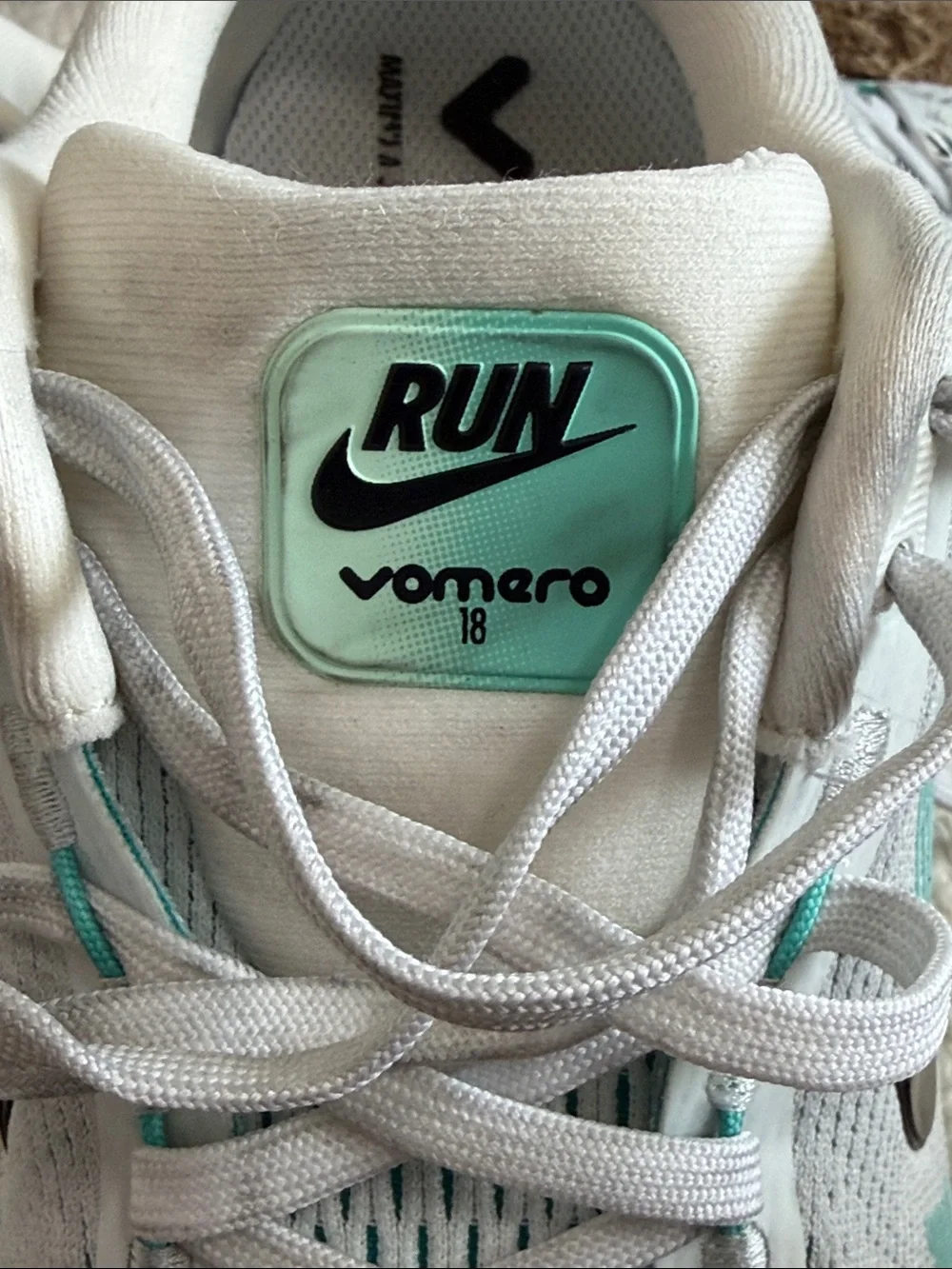 Nike Vomero 18 Light Gray & Teal Girls' Sneakers with Black Swoosh